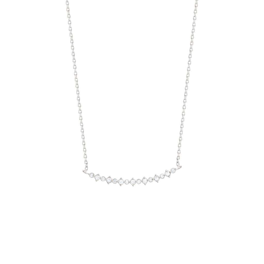 Diamond Bar Necklace-Silver