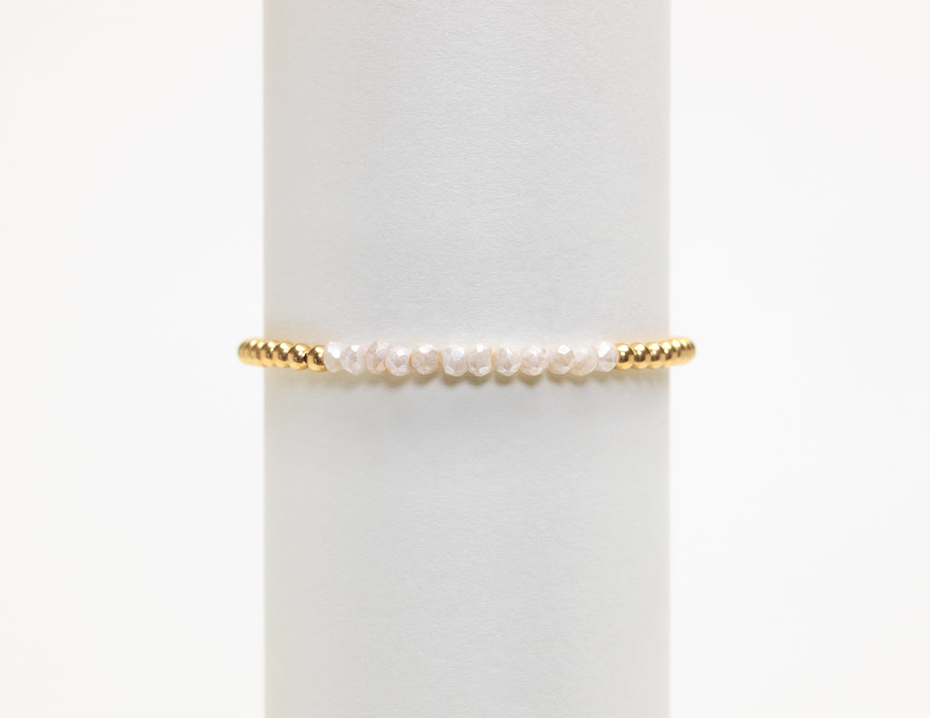 3mm Gold Filled Bracelet- Milky Agate