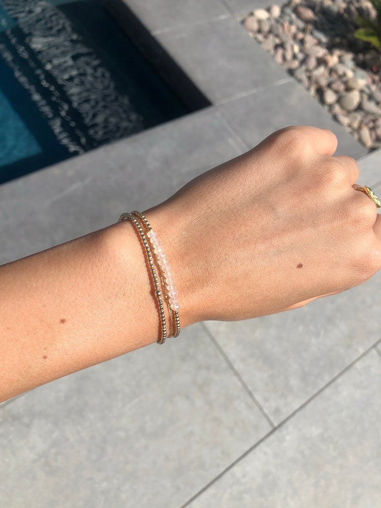 3mm Gold Filled Bracelet- Milky Agate Pattern